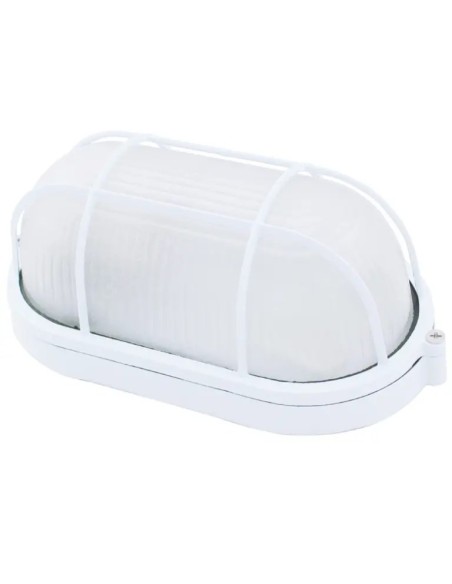 Applique ovale en aluminium blanc E27 21x11cm
