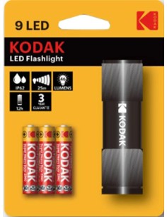 Compact Kodak flashlight model 30412446 with 9 LEDs and 3 included AAA batteries 2