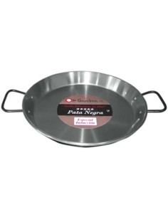Polished induction paella pan 38cm 2mm steel black leg