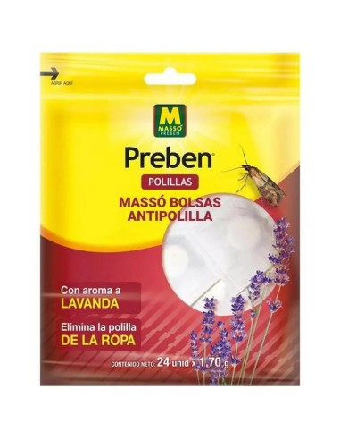 PREBEN 24 bolsas controle de traças MASSO lavanda 1,7g cada