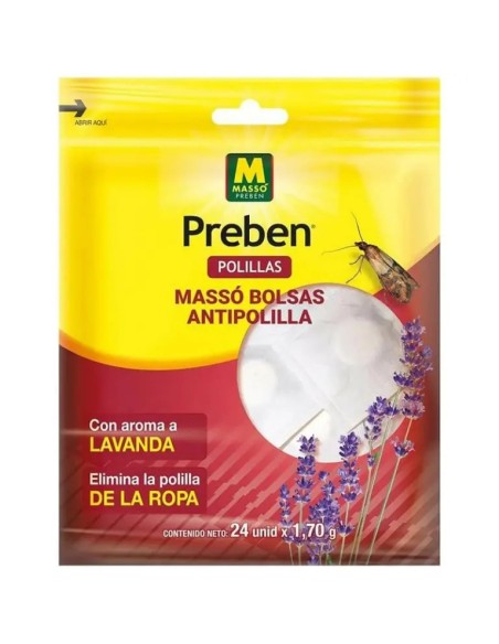 PREBEN 24 bolsas controle de traças MASSO lavanda 1,7g cada