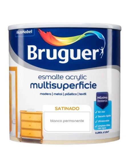 Émail acrylique blanc satiné 250ml Bruguer