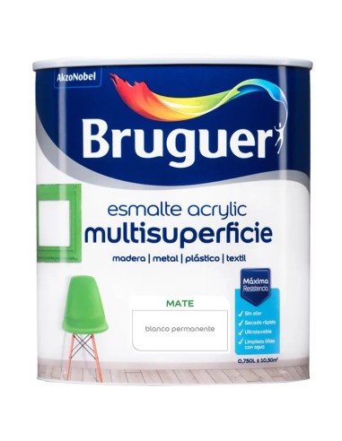 Émail acrylique blanc mat 750ml Bruguer