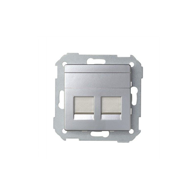 Tampa IT 2 tomadas RJ45 alumínio SIMON 82006-33