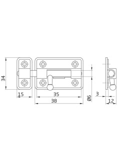35mm Brass Hasp Pin mod. 383 2858 Amig with Plastic Base 2