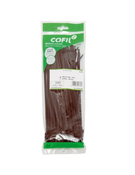 Saco de abraçadeiras Cofil 2,5x100mm poliamida 6.6 marrom 100 unidades RoHS EN 62275/15