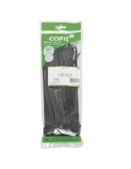 Bolsa 100 presilhas nylon 7,6x290mm preta