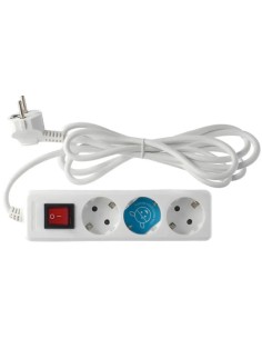 Base múltipla 3 tomadas com interruptor e cabo H05VVF 3G1 de 3 metros