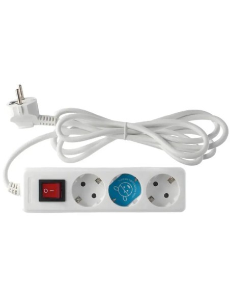 Base múltiple 3 tomas con interruptor y cable H05VVF 3G1 de 3 metros
