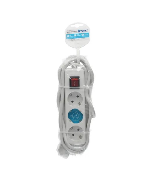 Base múltiple 3 tomas con interruptor y cable H05VVF 3G1 de 3 metros