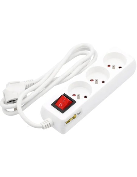 Extensor de parede 3 tomadas com interruptor e cabo 1,5m modelo 72524 VOREL