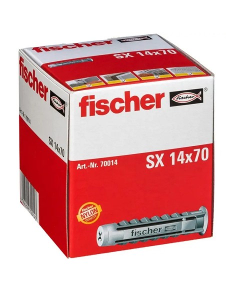 Packung mit 20 Fischer SX Plus Dübeln 14x70 mm für Holz und Verbundwerkstoffe