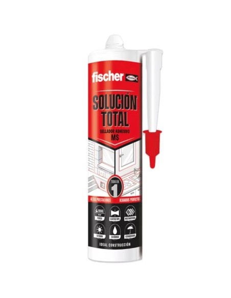 Cartouche scellant adhésif polymère MS Solution Total Blanc 290ml Fischer