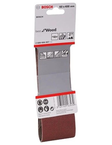 3-Pack Sanding Belts 60x400mm G60-80-100 Bosch
