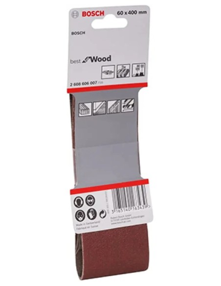 3-Pack Sanding Belts 60x400mm G60-80-100 Bosch