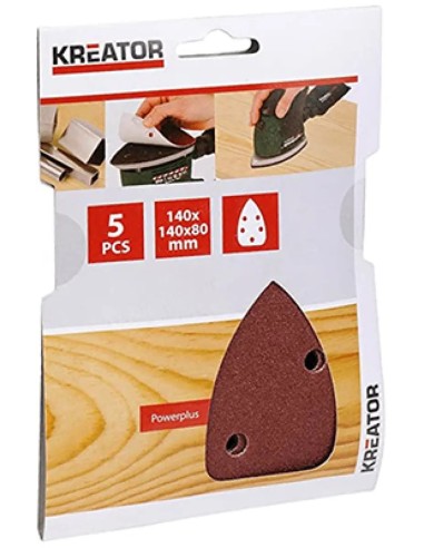 Set 5 triangular sandpaper sheets 140x140x80 G40 Kreator