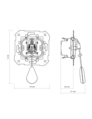Simon 360 Series Pull Switch Button 10A 250V with Quick Connection