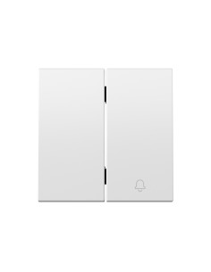 Double key 1 switch and 1 push button engraved white matte Simon 360