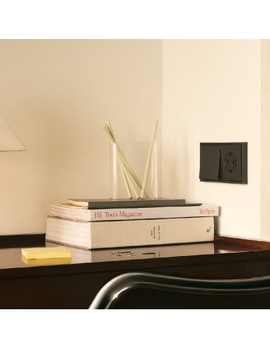 Simon 360 Matte Black Schuko Socket Cover