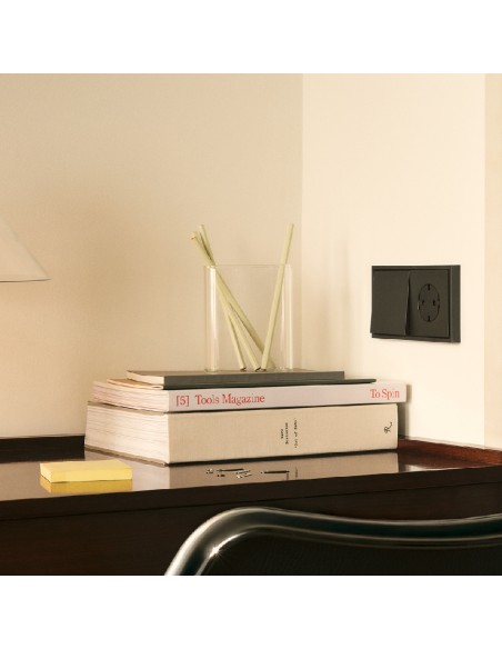 Simon 360 Matte Black Schuko Socket Cover