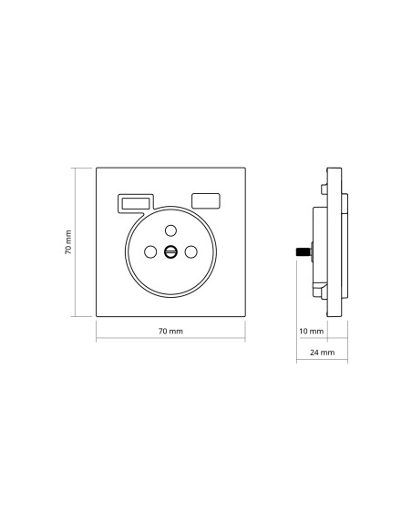 Schuko-Steckdose mit 2 USB-A/C-Anschlüssen, Serie Simon 360, sandmatt