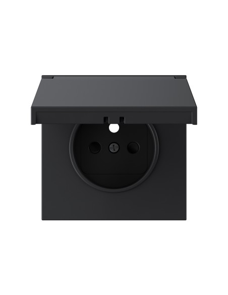 Simon 360 schwarze matte französische Steckdoseabdeckung IP44