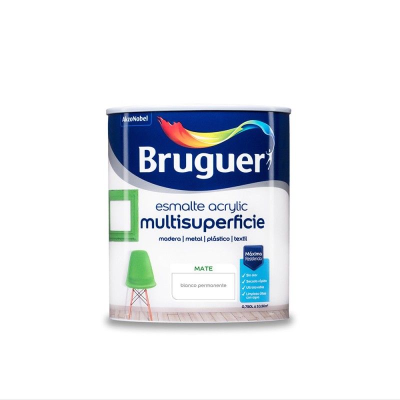 DECKLACK ACRYLIC MEHRFACHOBERFLÄCHE MATT WEIß PERMANENT 0,750 L BRUGUER
