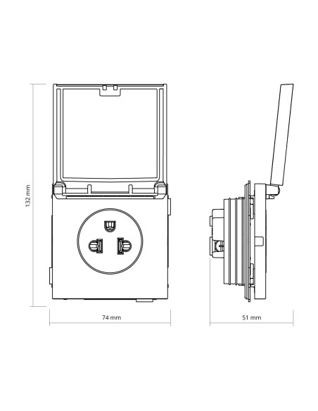 Modulares Eurostecker-Basis Simon 360 16A IP44 Sandmatt