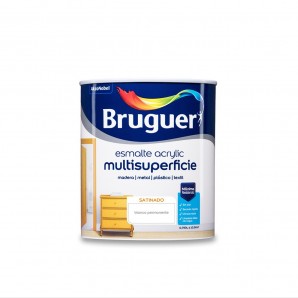 DECKLACK ACRYLIC MEHRFACHOBERFLÄCHE, SATINIERT, WEISS PERMANENT 0,750 L BRUGUER