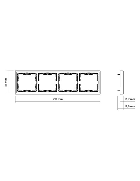 Black Matte Frame for 4 Elements with Simon 360 Aligner