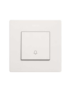 Simon 270 engraved bell button matte white 10A 2