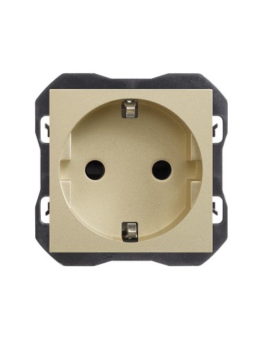 Tomada Schuko série Simon 270 parafuso cava cor dourado