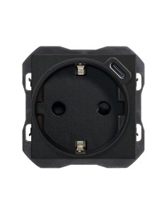Schuko Base SIMON 270 Recessed with USB C Charger Matte Black