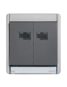 Double Simon AQUA 10AX luminous IP55 grey switch