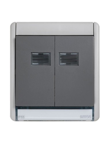 Double Simon AQUA 10AX luminous IP55 grey switch