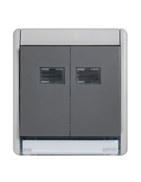 Double Simon AQUA 10AX luminous IP55 grey switch