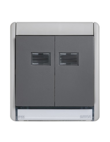 Double Simon AQUA 10AX luminous IP55 grey switch