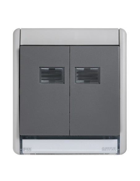 Double Simon AQUA 10AX luminous IP55 grey switch