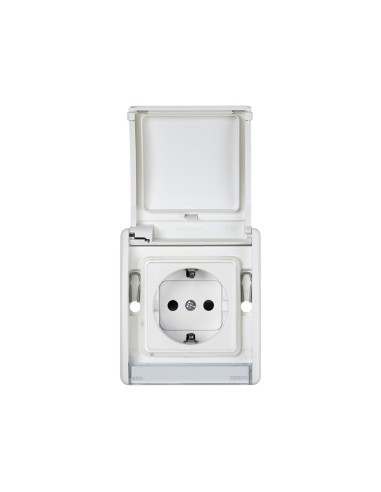 Base de enchufe Schuko Simon Aqua IP55 16A con sistema de embornamiento rápido