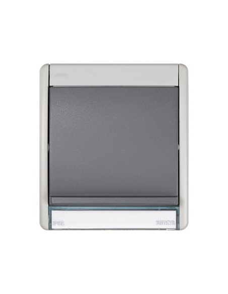 SIMON AQUA IP55 grey pass-through TV box 2 outlets