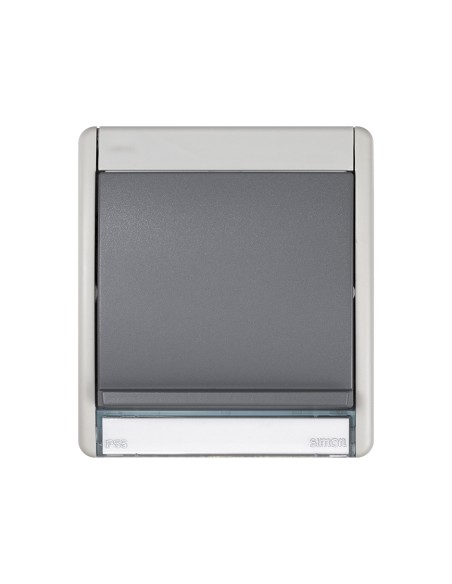 SIMON AQUA IP55 grey pass-through TV box 2 outlets