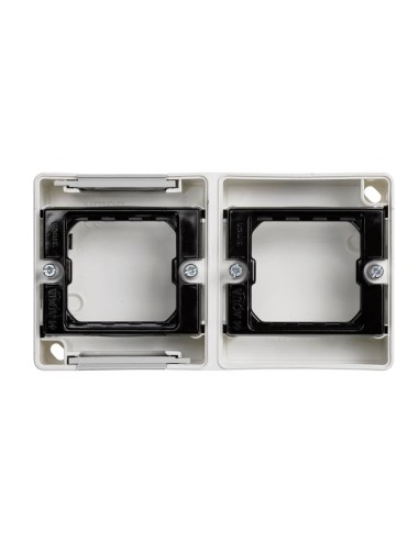 Base de superfície horizontal para 2 elementos Simon 44 Aqua branco