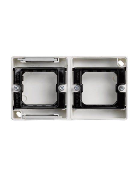 Horizontal surface base for 2 elements Simon 44 Aqua white