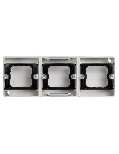 Horizontal surface base for 3 elements Simon 44 Aqua white