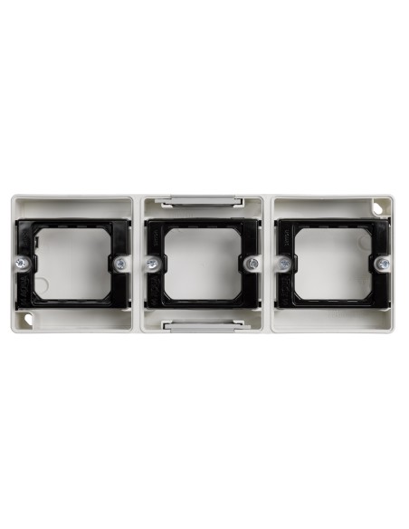 Base de superficie horizontal para 3 elementos Simon 44 Aqua blanco