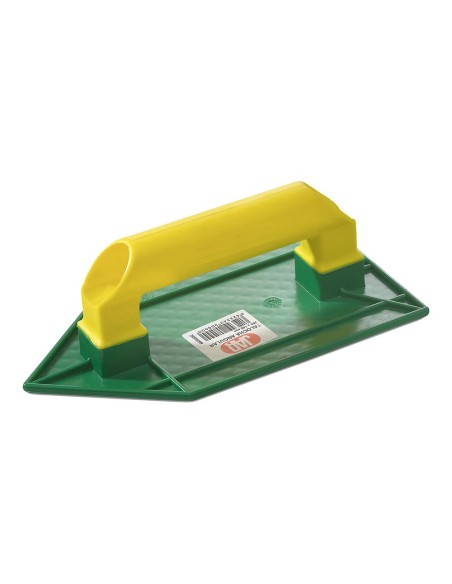 Espátula angular 26,5 x 14 cm com base verde e cabo amarelo