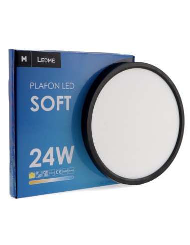 LED Soft Ceiling Light 24W Black CCT, M LEDME