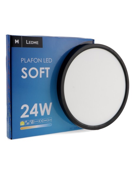 LED Soft Ceiling Light 24W Black CCT, M LEDME
