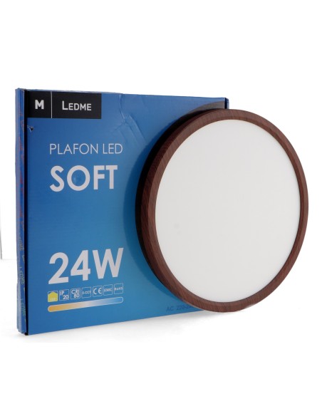 Plafonnier LED Soft 24W M LEDME Noyer Walnut 2160 lm