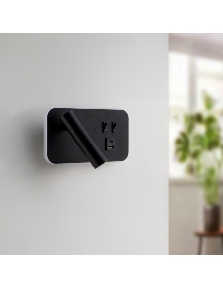 Black Square 10W 4000K Adjustable LED Wall Light